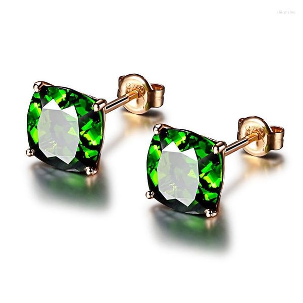 Brincos de garanhão simples quadrado de cristal verde moda romântica Acessórios para festas femininas jóias incomuns