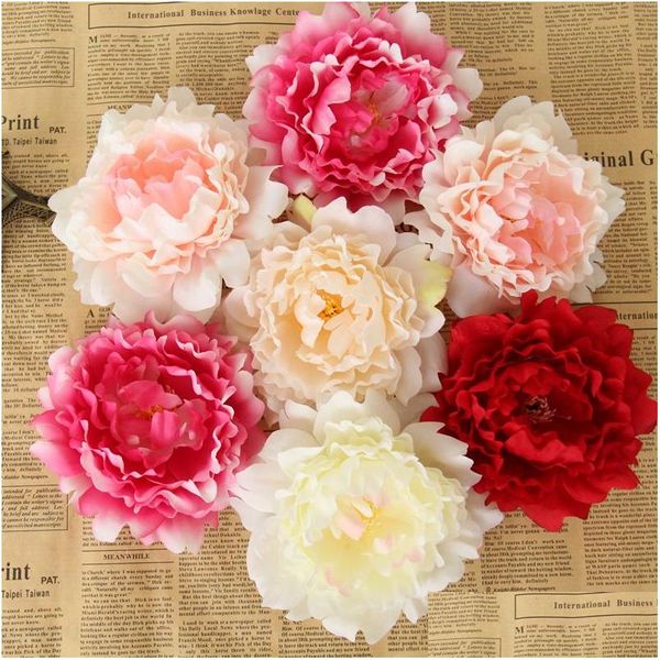 Fiori decorativi Ghirlande Peonia di seta Fiore artificiale 10Cm Simation Testa finta Decorazione domestica Articoli per feste Dbc Drop De Dhjok