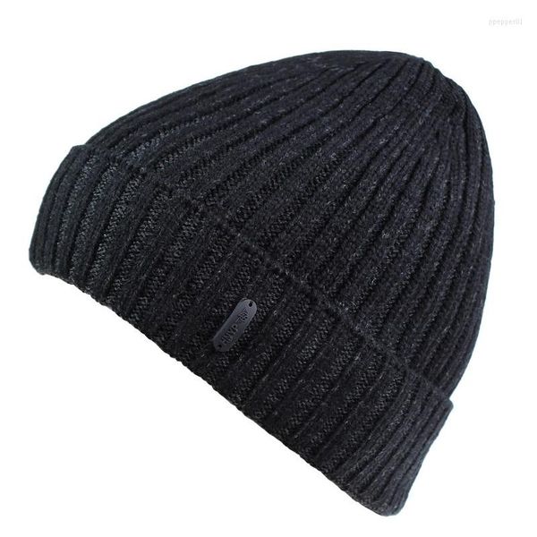 Berretti Connectyle Cappelli invernali caldi da uomo di moda classica Cappellino per orologio con polsino in maglia a costine spesse con fodera in pile Teschio