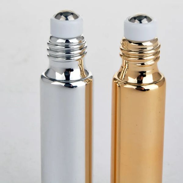 5 ml 10 ml Metall Einfache Roller Parfüm Flasche Gold Silber Schwarz Farbe Ätherische Öle Augencreme Roll-on Glas flasche