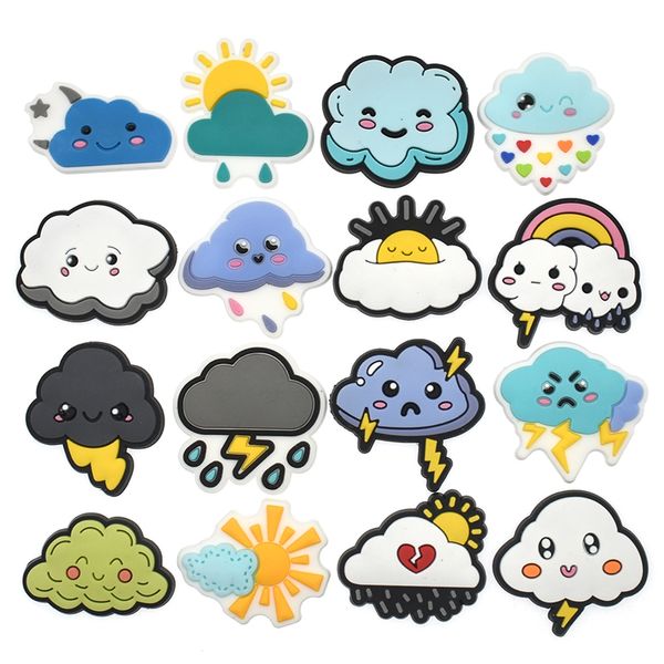 Singola vendita PVC Croc Charms per scarpe Kawaii Weather Clouds Croc charms Slipper Accessorie Garden Shoe Ornament Buckle For Kids Gift