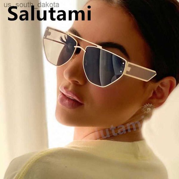 Einzigartige Unregelmäßige Hohle Quadrat Sonnenbrille Für Frauen Luxus Marke Doppel Brücke Schwarz Braun Sonnenbrille Weibliche Uv400 Shades Männer L230523