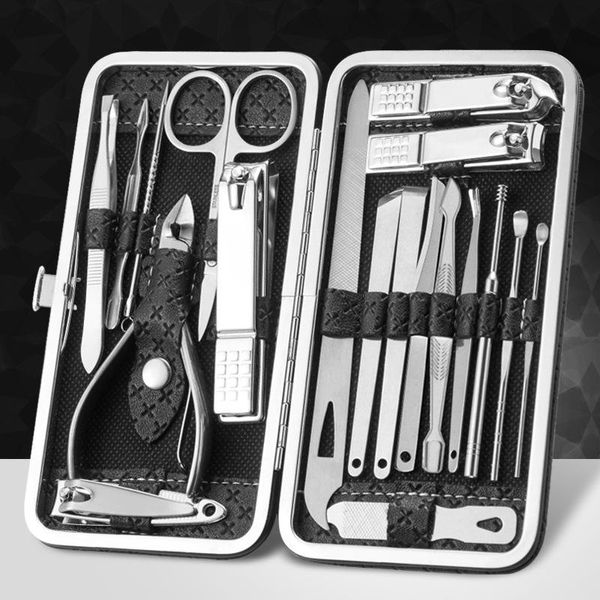 Kit 19pcs/set in acciaio inossidabile manicure set per unghie cucchiaio cuticole Scissori per utensili da pedicure kit di pedicure