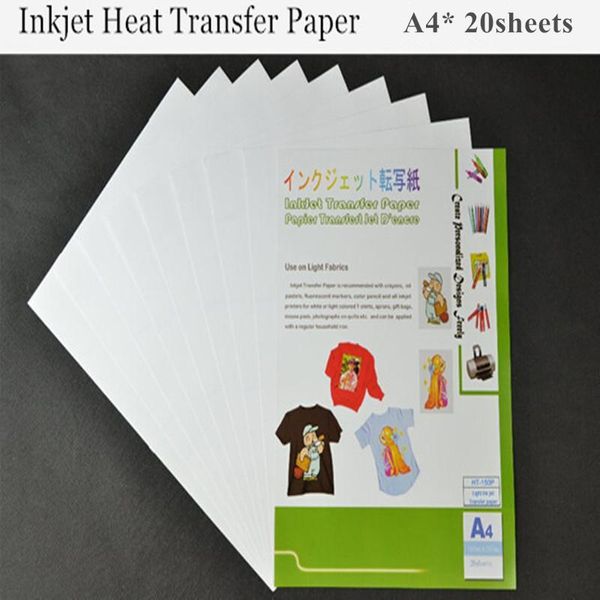 Papel (a4*20pcs) colorido a jato de jato de tinta de papel de impressão de papel de impressão de papel para transferência de papel para transferência térmica de algodão Papel ht150p