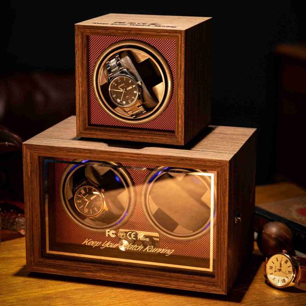 Uhrenboxen, Gehäuse, Holz, Automatikaufzug, Uhrschaukel, luxuriöse elektrische Aufbewahrungsbox aus Holz mit Ladeschüttler