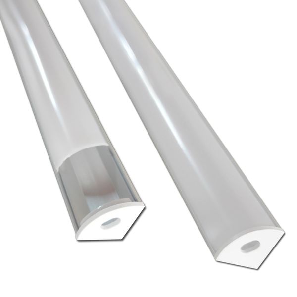 Sistema de canal de alumínio LED de forma de 6,6 pés/ 2 metros V com capa leitosa, tampas finais e clipes de montagem, perfil de alumínio para instalações de luzes de tira LED muito fáceis
