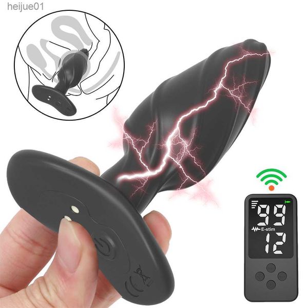 Toys adultos de choque elétrico plug plug g spot massageador vaginal Controle remoto sem fio Sex Shop 12 modos Modos Masturbador Toys Sexis For Men Mulheres L230518