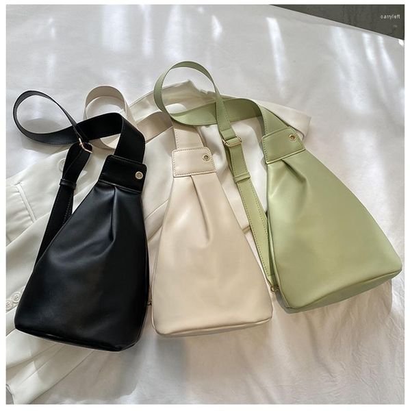 Borsoni Fashion Simple PU Chest Bag Girls' Messenger Personalizzato Tinta unita Casual Secchio monospalla