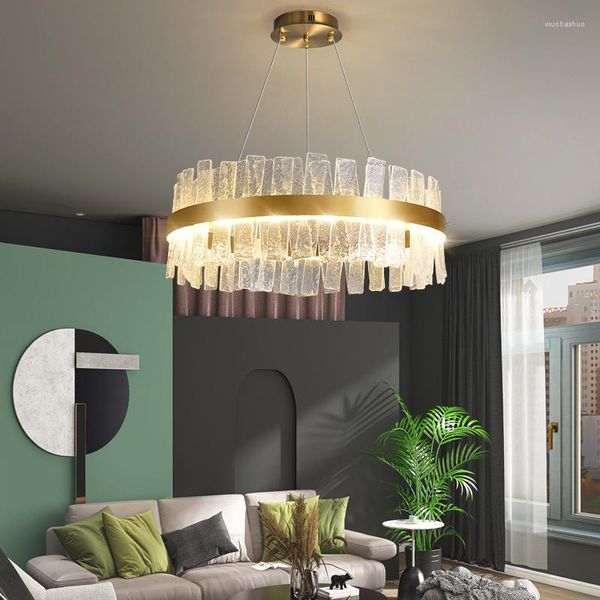 Anhängerlampen moderner Kristall Foyer Kronleuchter Gold Luxus Wohnzimmer Essaufhänge Lampe Schlafzimmer Küche Island Lichter