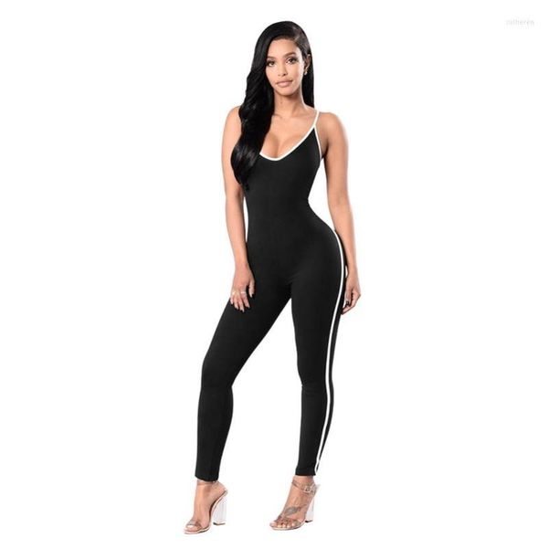 Tute da donna Abbigliamento sportivo Pagliaccetti Nero Estate Senza maniche Donna Casual 2023 Pantaloni rossi Tuta lunga solida Tuta Boho Style