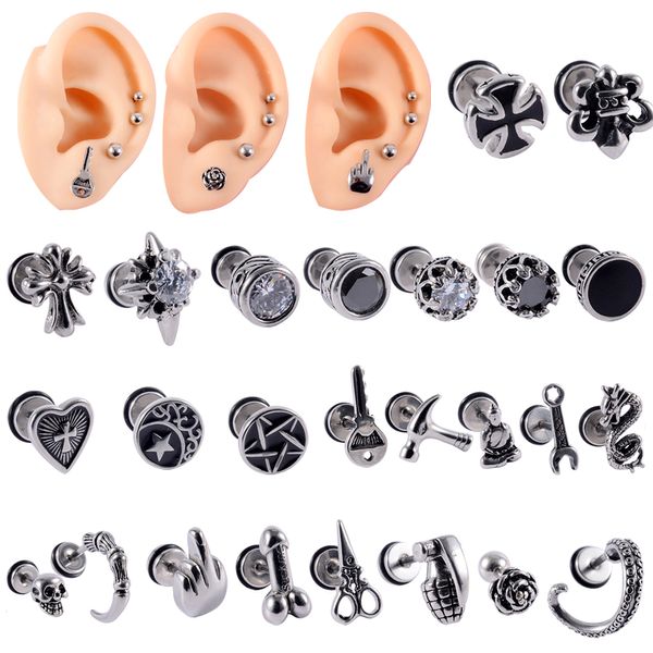 1 peça de aço inoxidável orelha tragus cartilagem piercing brinco rosa flor brinco dedo médio piercing de hélice cartilagem jóias