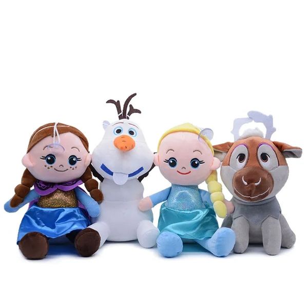 Anime all'ingrosso Neve e ghiaccio mondo simpatico pupazzo di neve alce giocattoli di peluche giochi per bambini compagno di giochi regalo di festa decorazione della stanza