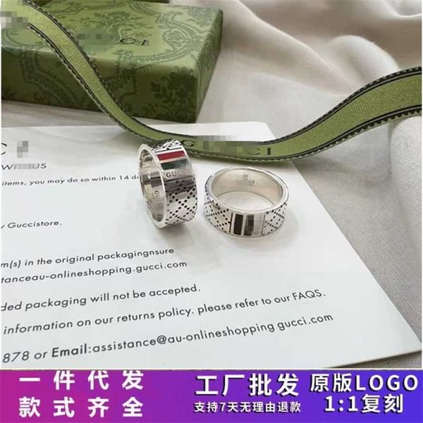 Designer Schmuck Armband Halskette Emaille Rot Schwarz Diamant Karo 925 gebrauchter Ring für Männer Frauen hohe Qualität