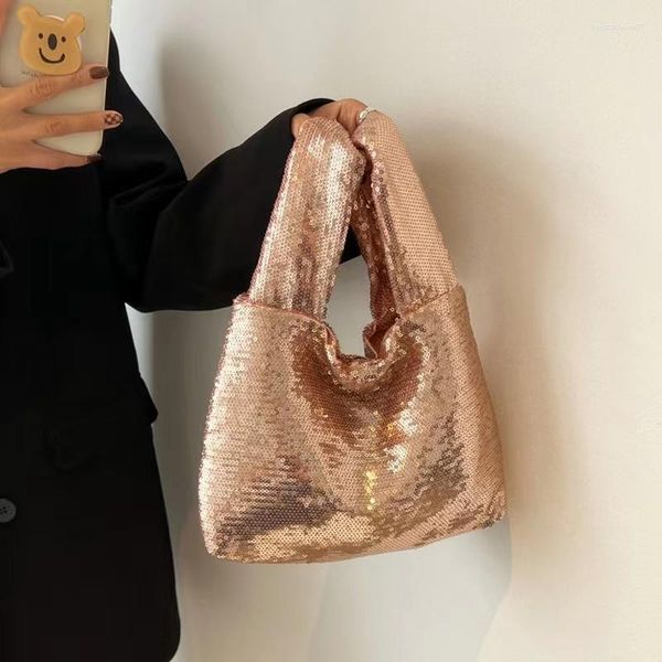 Einkaufstaschen Damen Paillettentasche Strass Große Kapazität Tote Handtasche Damenmode Trend Französisch Abendhandgelenk