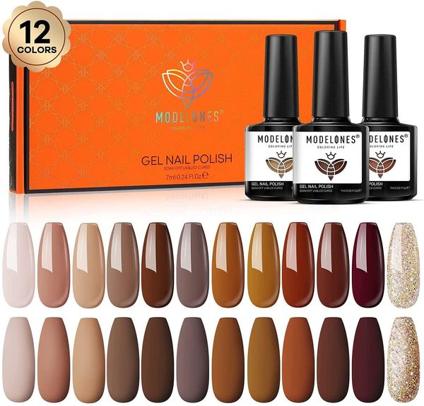 Комплекты Modelones 12pcs/Box Nail Gel Procy Kit 7ml Soak Off UV светодиодные лак для ногтей.