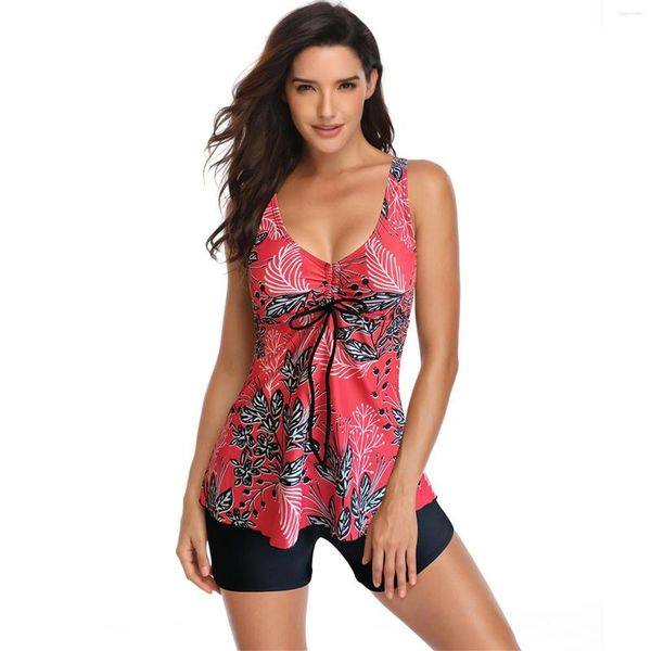 Biquíni de banho feminina 2023 Mulheres plus size size tankini tankini tankini conjunto de duas peças de traje de banho sem nas costas