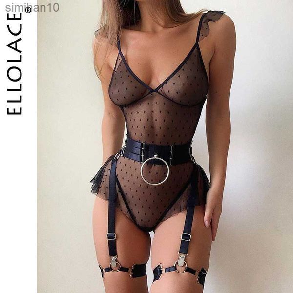 Cuecas Calcinha Ellolace Bolinhas Body Lingerie Sexy Transparente Tempt Sissy Body Renda Ver Através Trajes Eróticos Fitness Porn Hot Tops L230518