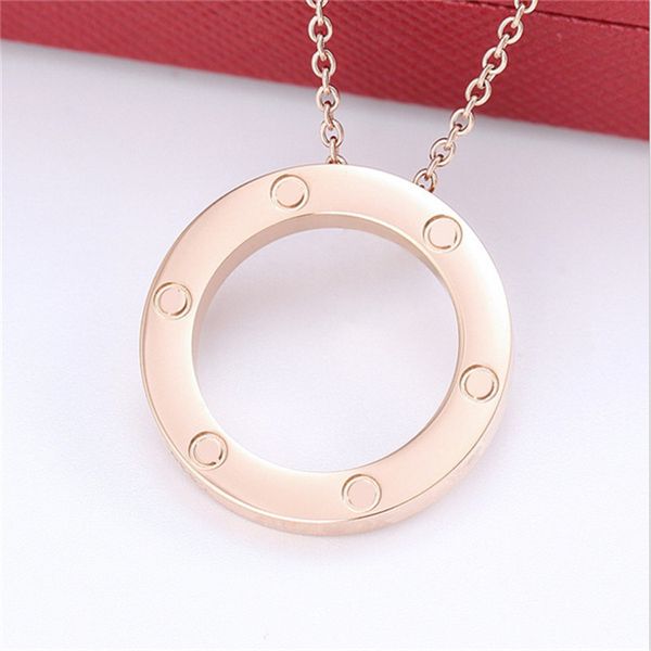 Doppelringe Halskette Designer für Frauen Männer Damen Edelstahl Volldiamant Goldplatte Anhänger Designer Schmuck Weihnachtsgeschenk Frau Accessoires Großhandel