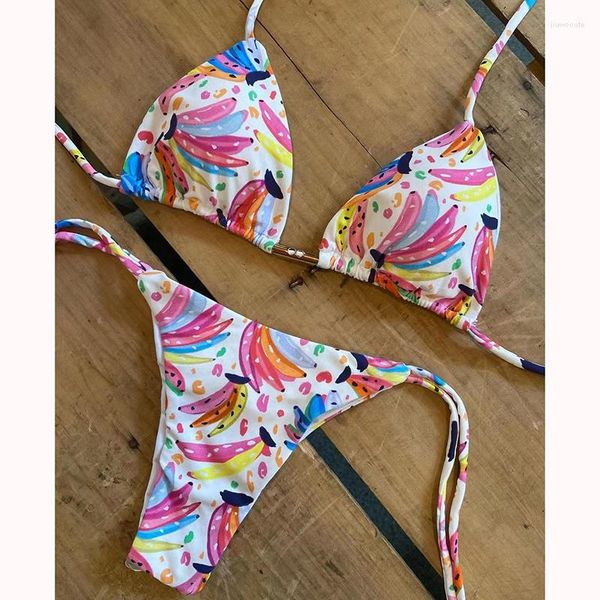 Costumi da bagno da donna QINJOYER Bikini a banana con stampa carina Set da donna 2023 Costume da bagno sexy perizoma Costume da bagno brasiliano