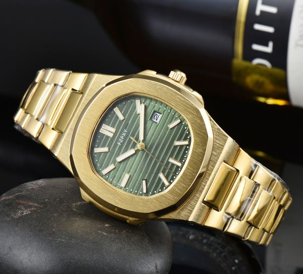PPH18 Top Original Brand Watchs Mens Business Full Steel Watch Luxury Chronograph Sport Quartz AAA Clock Relogio Masculino