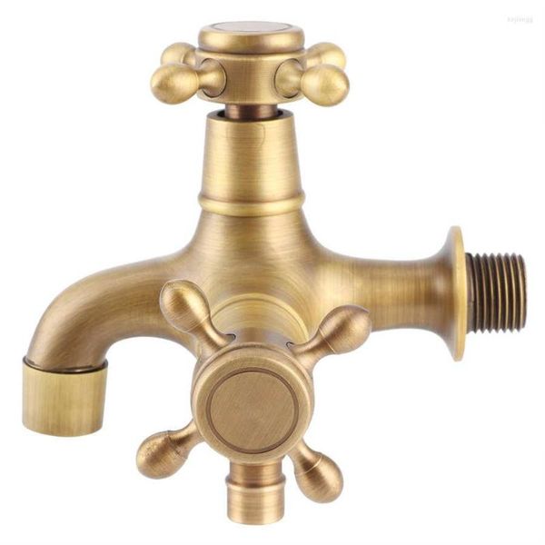 Badezimmer-Waschtischarmaturen, G1/2-Zoll-Gewinde, Kupfer, Einzel-Kaltwasserhahn, Waschmaschine, Mopp, Pool, Wasserhahn, Retro-Gold, sparsam, beweglicher Kopf