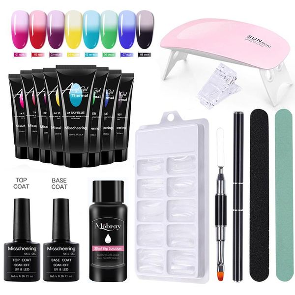 Vestidos Alteração de temperatura kits de gel de unha poli all for para manicure uv gel polonês de extensão de extensão Base de acrílico de acrílico Base e camada superior