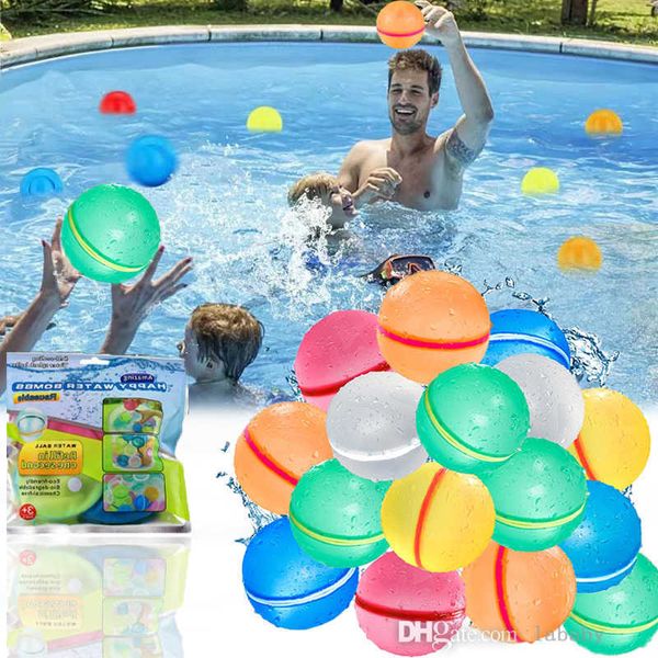 6pcs/1lot yaratıcı silikon su balonları yeniden kullanılabilir yaz su bombası sıçrama topları açık plaj oyuncak havuzu parti su oyunları
