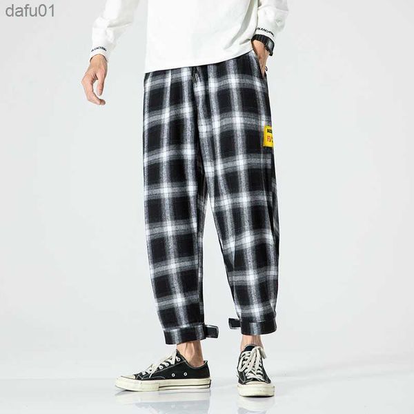 Herrenhosen Neue Männer der Womans Jogger Plaid Hosen Schwarz Mode Männer 2023 Jogging Jogginghose Casual Streetwear Lose Hosen S-5XL L230520