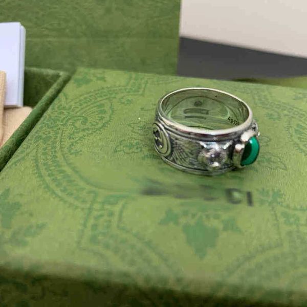 Designer de jóias pulseira colar feito de velho pinho verde cabeça pesada anel clássico masculino de alta qualidade