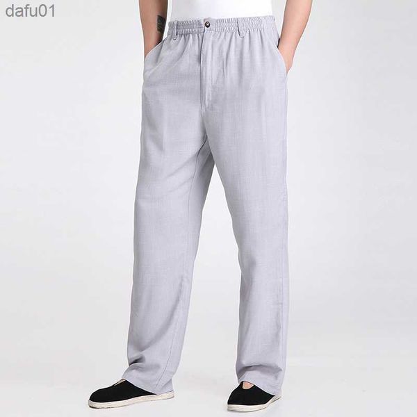 Calça masculina nova chegada cinza chinês masculino masculino calça algodão calça de linho de algodão tamanho s m l xl xxl xxxl 2350 l230520