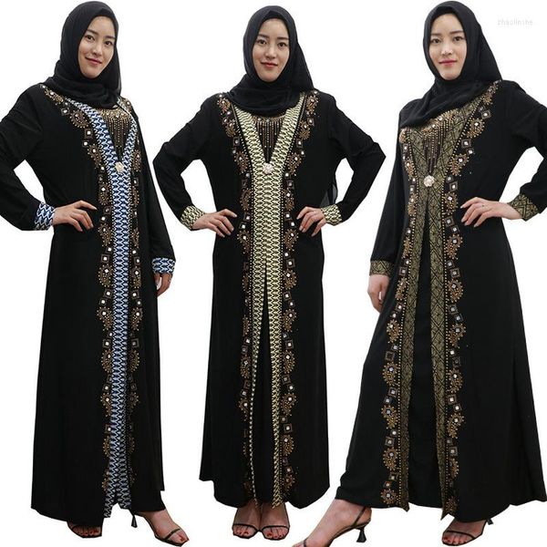 Casual Kleider Dubai Arabischen Islam Abaya Frauen Muslimischen Langes Kleid Pailletten Perlen Kaftan Roben Elegante Splice Maxi Islamische Kleidung kaftan