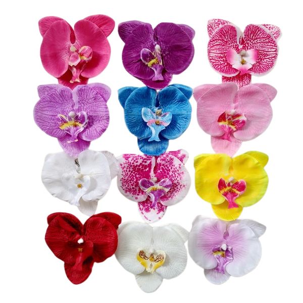 4 Zoll violette Phalaenopsis-Seide, Schmetterling, Orchidee, Blumen, Haarschleifen, Clips für Frauen, Mädchen, Kinder-Corsage, Kopfschmuck, Stirnbänder, Haarband-Zubehör, HD3561