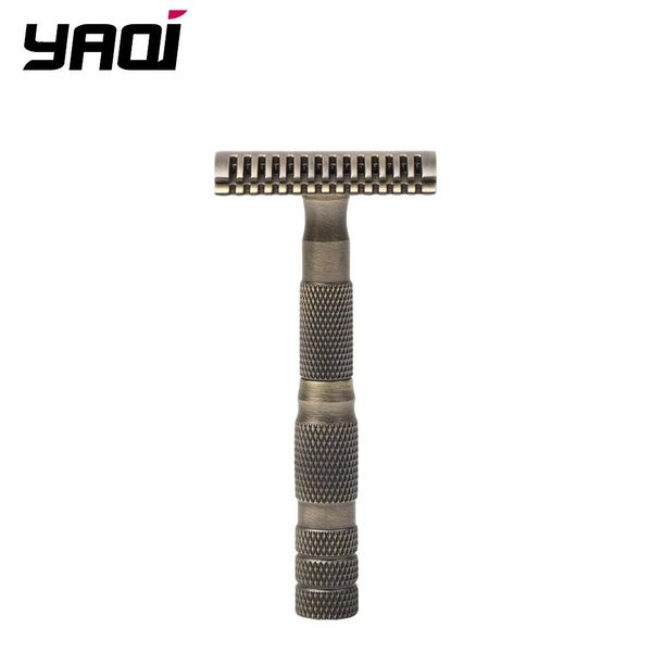 Blades Yaqi Antique Brass Plaking Shaving Razor com bolsa de couro para viajar