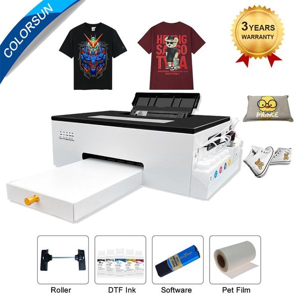 Drucker Colorsun A4 DTF -Drucker L805 DTF -Druckmaschine Wärmeübertragung Direkt zum Filmdrucker für T -Shirt Hoodies Jacke A4 DTF -Drucker