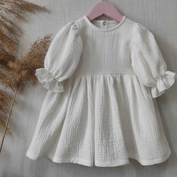 Mädchen Kleider Baby Mädchen Weißes Kleid Neue Sommer Kinder Kinder Kleinkind Taufe Kleidung Mode Lässig Kurzarm Robe Fille Ostern Outfit AA230531