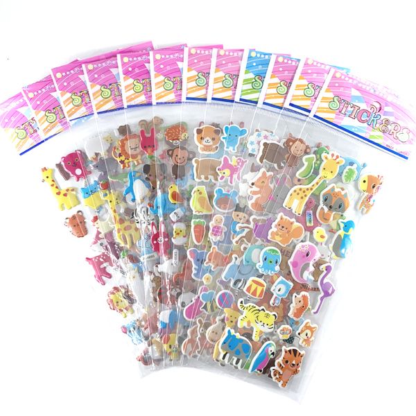 Adesivi giocattolo per bambini 12 fogli Set Mini adesivo 3D animale carino per ragazzi Ragazze Scrapbooking fai da te Puffy PVC Regalo per bambini 230530