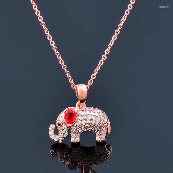 Anhänger Halsketten SINLEERY Chic Elefant Tier Anhänger und Rose Gold Silber Farbe Kette Inlay Kristall Halskette Für Frauen SSK