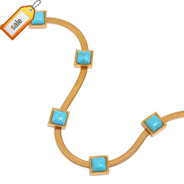 JINYOU 380 Collana con catena a serpente piatta turchese all'ingrosso blu Collana con colletto in oro in acciaio inossidabile Gioielli estivi da donna alla moda