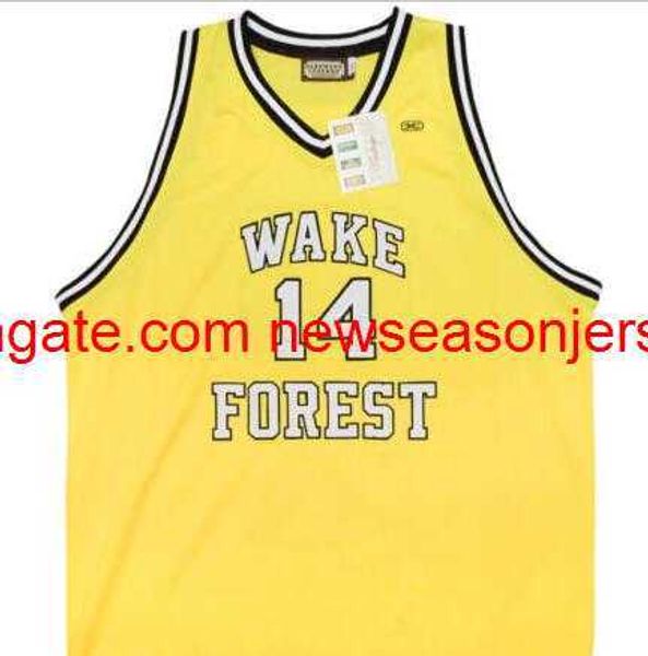 Vintage costurado #14 Tyrone Bogue Wake Forest Demon diáconos camisa de basquete personalizado qualquer nome número camisa