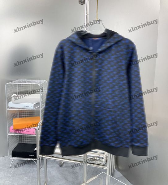 Xinxinbuy Men Women Designer Sorto moletom Capuz Jacquard Sweater Paris Aparel Black Khaki S-3xl