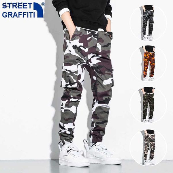 Calça Cargo Masculina Camuflada Jogger Calça Militar Tática Ao Ar Livre Casual Streetwear Bolsos Calça Calça Masculina de Algodão Tamanho Grande 8XL L230520