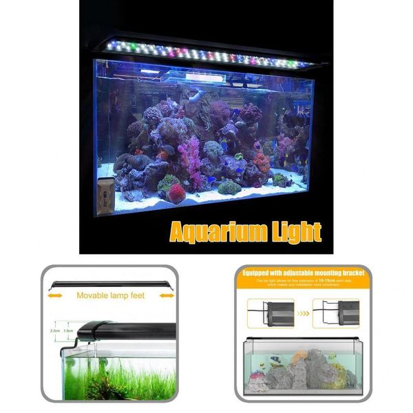 Lightings Aquarium-LED-Balkenleuchte mit hoher Helligkeit und geringem Wane, 90 cm, mit ausziehbarer Halterung für Süßwasser-Salzwassertanks