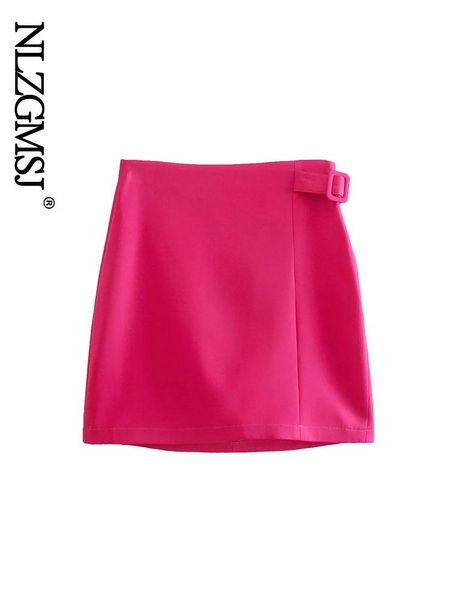 Kleider Nlzgmsj 2023 Frauen Büro tragen Pink Stifte Minirock Frauen Vintage High Taille Back Reißverschluss Frauenröcke 202305
