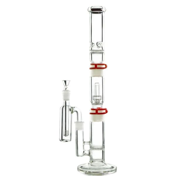 Straight Perc Hookahs 3 Câmaras Construir um Bongs Pente Disc Percolador Dome Showerhead Tubos de água de vidro com Ash Catcher Oil Rigs LL