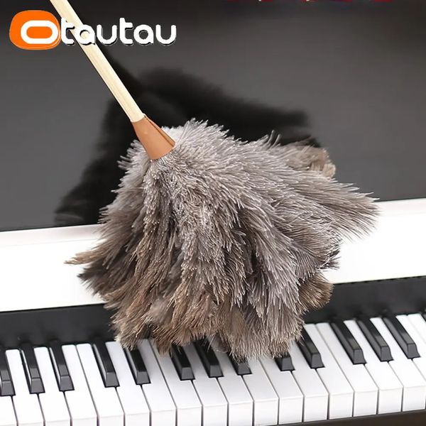 Espanadores Otautau Fine Avestruz Feather Duster Household Car Chicken Dust Cleaner Escova Casa Ferramentas de Limpeza DZTY03 231130