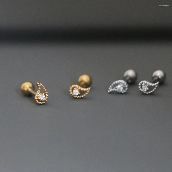 Stud Oorbellen Leuke Zirkoon Waterdruppel Vorm Oor Kraakbeen Manchet Oorbel Vrouwen Mode Goud Kleur Staal Bar Ball Piercing Sieraden