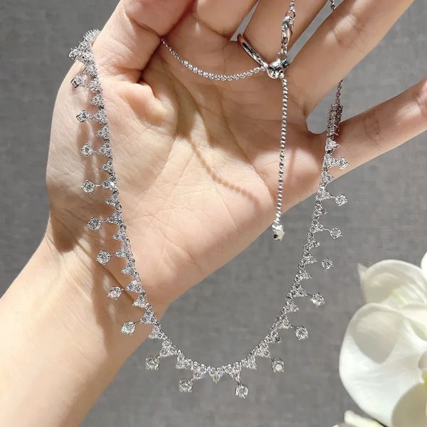 Chokers Luxus Diamant Halskette 100 Echt 925 Sterling Silber Verlobung Hochzeit Chocker Für Frauen Braut Schmuck 231130