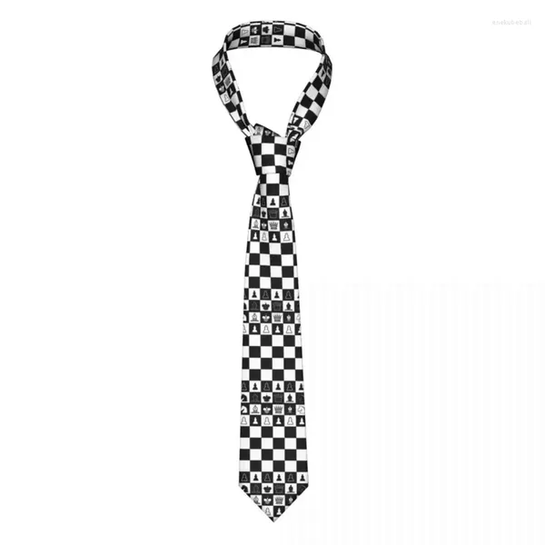 Галстуки-бабочки шахматные галстуки для мужчин и женщин узкие полиэстеровые 8 см черно-белые шахматные шеи для мужских аксессуаров галстук для свадебной вечеринки