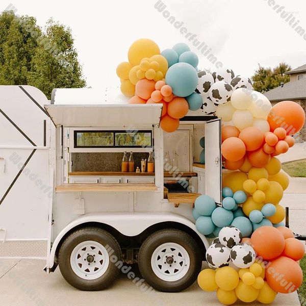 Decorazione per feste Fai da te Palloncino arancione opaco Ghirlanda Fattoria Compleanno Ragazzo Baby Shower Decor Doppio arco blu Stampa mucca Globos