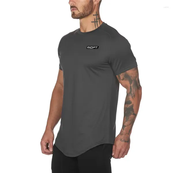 Мужские футболки с короткими рукавами, компрессионная одежда, весенне-летняя профессиональная тренировочная дышащая футболка для фитнеса